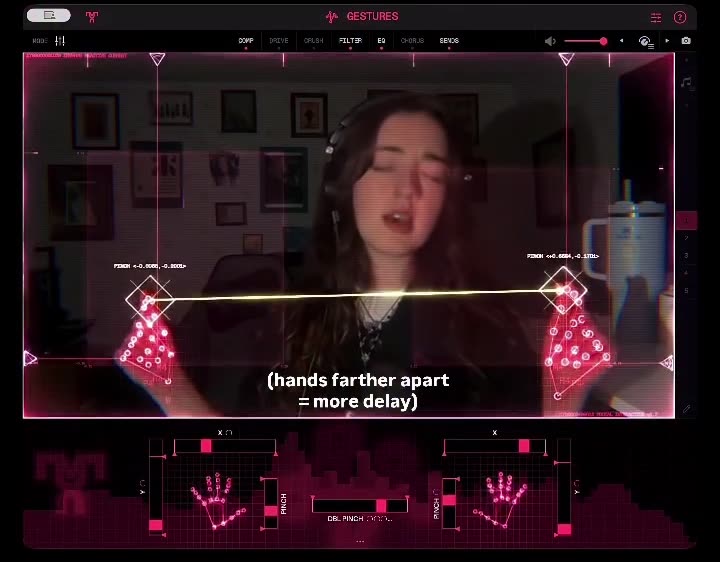 Gestures: hands playing a synth through a webcam